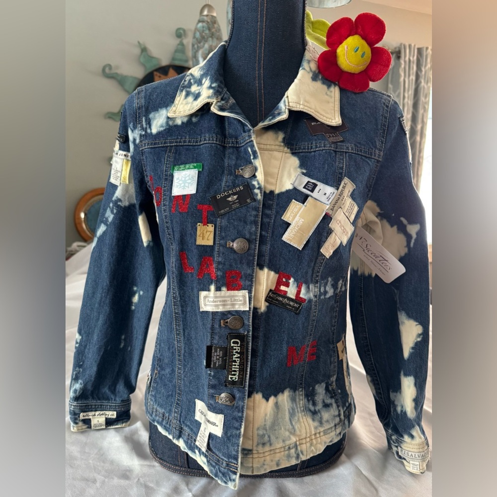Upcycled “Don’t Label Me” Jean Jacket